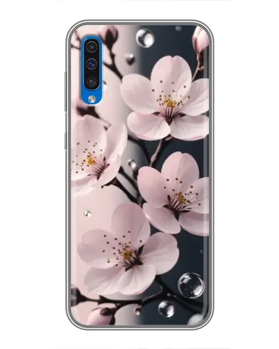 Чехол для Samsung Galaxy A50 2019 (A505F) с картинкой «Нежная сакура и капли» Чехол для Samsung Galaxy A50 2019 (A505F) с картинкой «Нежная сакура и капли»