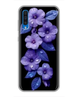 Чехол для Samsung Galaxy A50 2019 (A505F) с картинкой «Фиолетовые цветы с росою» Чехол для Samsung Galaxy A50 2019 (A505F) с картинкой «Фиолетовые цветы с росою»