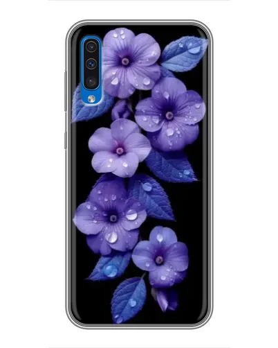 Чехол для Samsung Galaxy A50 2019 (A505F) с картинкой «Фиолетовые цветы с росою»