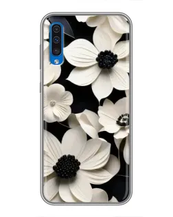 Чехол для Samsung Galaxy A50 2019 (A505F) с картинкой «Объемные белые цветы»