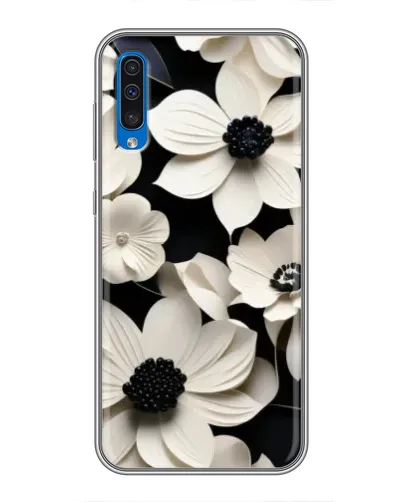 Чехол для Samsung Galaxy A50 2019 (A505F) с картинкой «Объемные белые цветы»