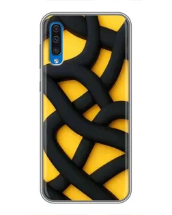 Чехол для Samsung Galaxy A50 2019 (A505F) с картинкой «Черное желтое переплетение»