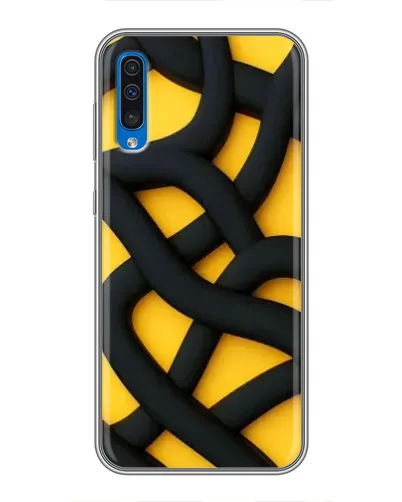 Чехол для Samsung Galaxy A50 2019 (A505F) с картинкой «Черное желтое переплетение»