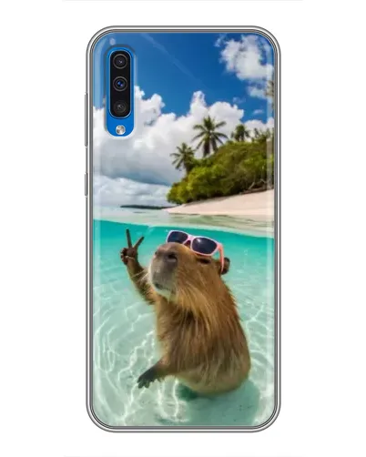 Чехол для Samsung Galaxy A50 2019 (A505F) с картинкой «Капибара на море» Чехол для Samsung Galaxy A50 2019 (A505F) с картинкой «Капибара на море»