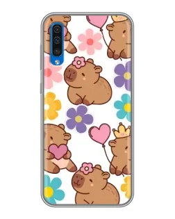 Чехол для Samsung Galaxy A50 2019 (A505F) с картинкой «Цветочный паттерн капибар»