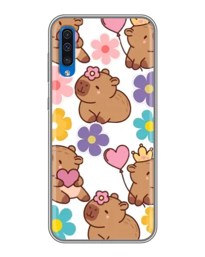 Чехол для Samsung Galaxy A50 2019 (A505F) с картинкой «Цветочный паттерн капибар» Чехол для Samsung Galaxy A50 2019 (A505F) с картинкой «Цветочный паттерн капибар»