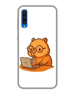 Чехол для Samsung Galaxy A50 2019 (A505F) с картинкой «Капибара с ноутбуком»