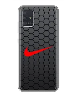 Чехол для Samsung Galaxy A51 5G (A516) с картинкой «Nike — карбоновая сетка»