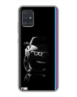 Чехол для Samsung Galaxy A51 5G (A516) с картинкой «Силуэт BMW в темноте»