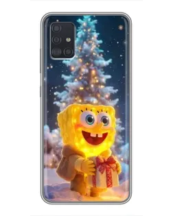 Чехол для Samsung Galaxy A51 5G (A516) с картинкой «Рождественский Спанч Боб»