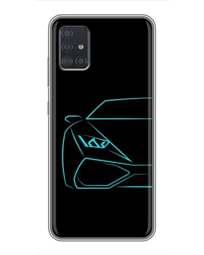 Чехол для Samsung Galaxy A51 5G (A516) с картинкой «Голубой силуэт Lamborghini»