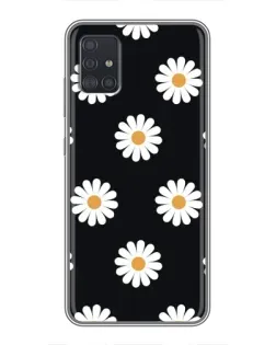 Чехол для Samsung Galaxy A51 5G (A516) с картинкой «Ромашки на черном»
