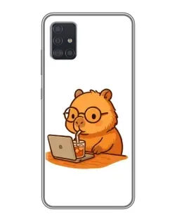 Чехол для Samsung Galaxy A51 5G (A516) с картинкой «Капибара с ноутбуком»
