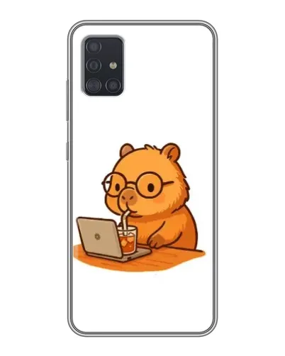 Чехол для Samsung Galaxy A51 5G (A516) с картинкой «Капибара с ноутбуком»