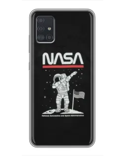 Чехол для Samsung Galaxy A51 (A515) с картинкой «NASA — шагаем по Луне»