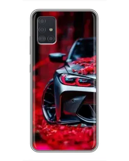 Чехол для Samsung Galaxy A51 (A515) с картинкой «Спортивная BMW и цветы»