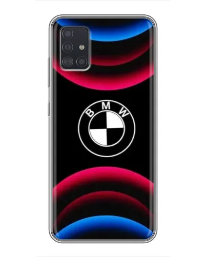 Чехол для Samsung Galaxy A51 (A515) с картинкой «Логотип BMW и неоновые дуги»