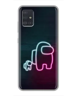 Чехол для Samsung Galaxy A51 (A515) с картинкой «Among Us неон-арт»