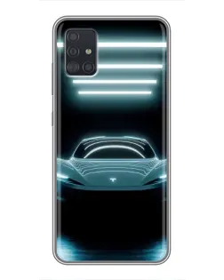 Чехол для Samsung Galaxy A51 (A515) с картинкой «Tesla в неоне»