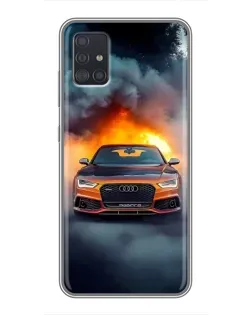 Чехол для Samsung Galaxy A51 (A515) с картинкой «Audi в огненном дыму»