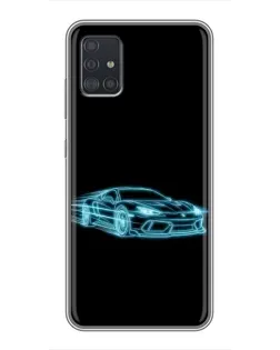 Чехол для Samsung Galaxy A51 (A515) с картинкой «Неоновый контур Lamborghini»