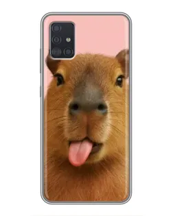 Чехол для Samsung Galaxy A51 (A515) с картинкой «Капибара с языком»