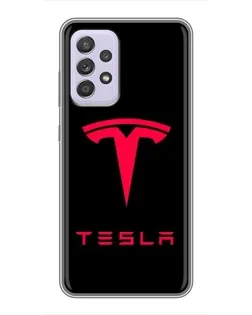 Чехол для Samsung Galaxy A52 5G (A526) с картинкой «Tesla Red Logo»