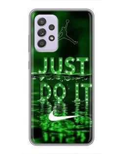 Чехол для Samsung Galaxy A52 с картинкой «Зеленый неоновый Nike»