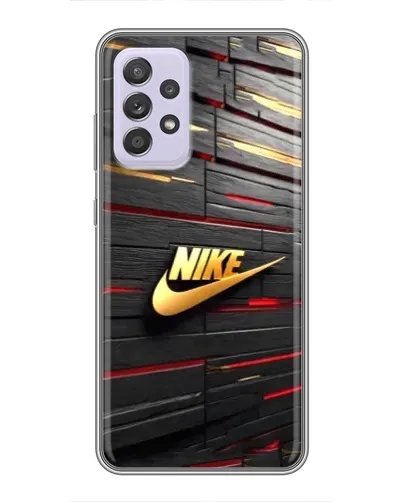 Чехол для Samsung Galaxy A52 с картинкой «Золотой Nike на металле»