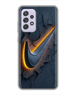 Чехол для Samsung Galaxy A52 с картинкой «Объемный логотип Найк»
