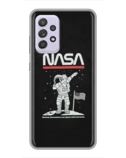 Чехол для Samsung Galaxy A52 с картинкой «NASA — шагаем по Луне»