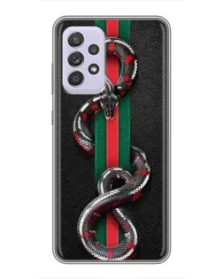 Чехол для Samsung Galaxy A52 с картинкой «Gucci — змея на полосе»