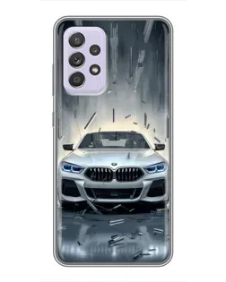 Чехол для Samsung Galaxy A52 с картинкой «BMW в свете фар»