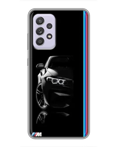 Чехол для Samsung Galaxy A52 с картинкой «Силуэт BMW в темноте»