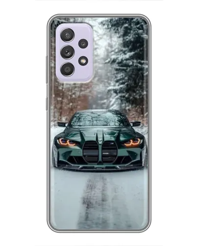Чехол для Samsung Galaxy A52 с картинкой «BMW в зимнем лесу»