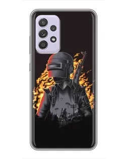 Чехол для Samsung Galaxy A52 с картинкой «PUBG — огненный силуэт»