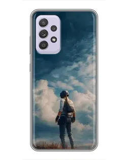 Чехол для Samsung Galaxy A52 с картинкой «Герой PUBG на скале»