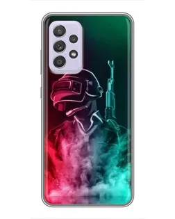 Чехол для Samsung Galaxy A52 с картинкой «PUBG — огненный воин»