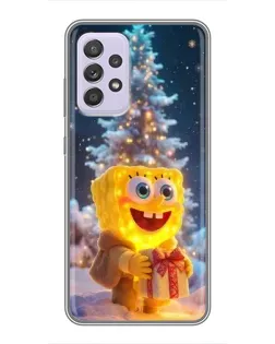 Чехол для Samsung Galaxy A52 с картинкой «Рождественский Спанч Боб»