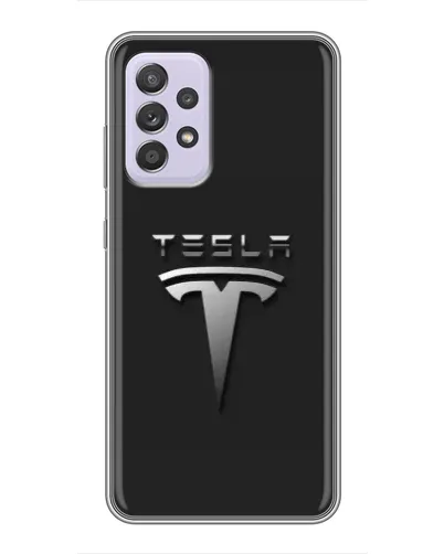 Чехол для Samsung Galaxy A52 с картинкой «Стальной логотип Tesla» Чехол для Samsung Galaxy A52 с картинкой «Стальной логотип Tesla»