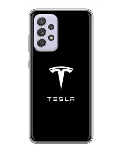 Чехол для Samsung Galaxy A52 с картинкой «Tesla White Logo»