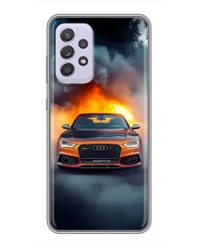 Чехол для Samsung Galaxy A52 с картинкой «Audi в огненном дыму»
