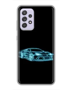 Чехол для Samsung Galaxy A52 с картинкой «Неоновый контур Lamborghini»