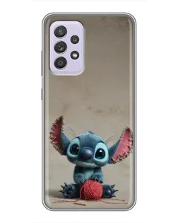 Чехол для Samsung Galaxy A52 с картинкой «Стич на коричневом фоне»