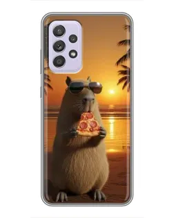 Чехол для Samsung Galaxy A52 с картинкой «Капибара с пиццей»