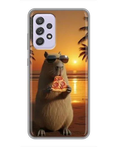 Чехол для Samsung Galaxy A52 с картинкой «Капибара с пиццей»