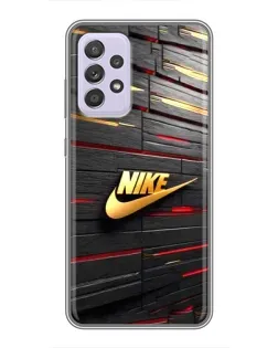 Чехол для Samsung Galaxy A52s 5G (A528) с картинкой «Золотой Nike на металле»