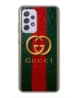 Чохол для Samsung Galaxy A52s 5G (A528) з картинкою «Gucci — фірмова смуга та золото» Чохол для Samsung Galaxy A52s 5G (A528) з картинкою «Gucci — фірмова смуга та золото»