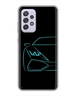 Чехол для Samsung Galaxy A52s 5G (A528) с картинкой «Голубой силуэт Lamborghini»