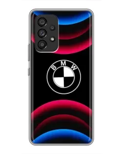 Чехол для Samsung Galaxy A53 (5G) с картинкой «Логотип BMW и неоновые дуги»